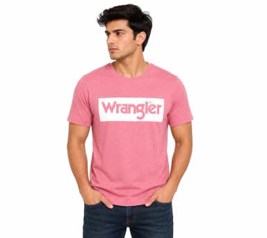 Wrangler Men’s Pink Logo Printed Round Neck T-Shirt