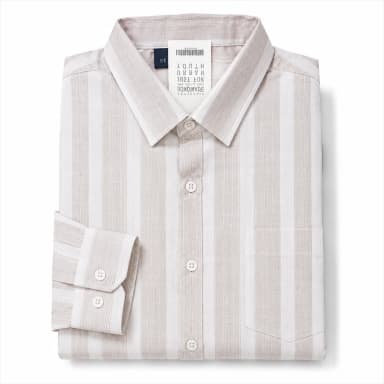 Men's Beige Vertical Striped Full Sleeve Casual Cotton Blend Shirt | Regular Fit | Stylish Formal & Casual Wear