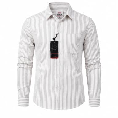 Men's Beige Striped Full Sleeve Casual Cotton Blend Shirt | Regular Fit | Formal & Casual Wear