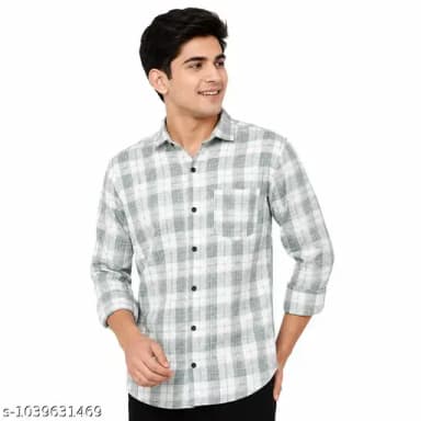 Men's Green & White lines and checked Casual Cotton Blend Shirt | Full Sleeves | Regular Fit | Stylish Checkered Shirt for Men
