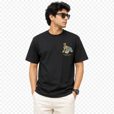 Men's Oversized Graphic Printed Round Neck Half Sleeve Cotton Blend Casual Streetwear T-Shirt